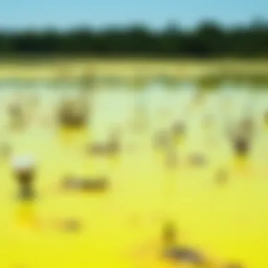 Vibrant toxic algae bloom in a freshwater lake