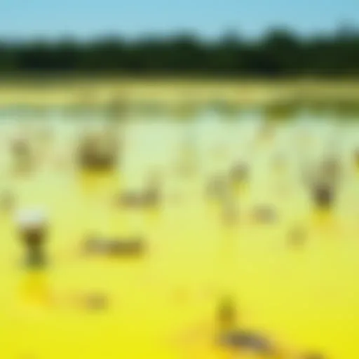 Vibrant toxic algae bloom in a freshwater lake