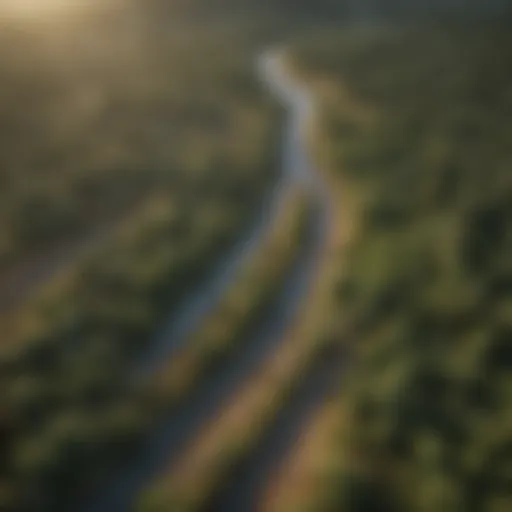 Aerial view of expansive natural landscapes showcasing diverse ecosystems.