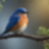 A vibrant bluebird perched on a branch highlighting its striking color