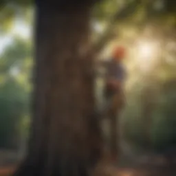 Arborist assessing a tree for health and structural integrity