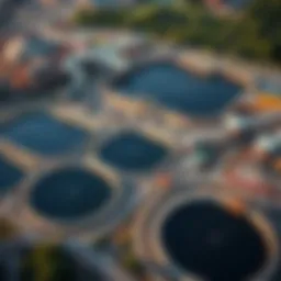 Aerial view of a modern wastewater treatment facility