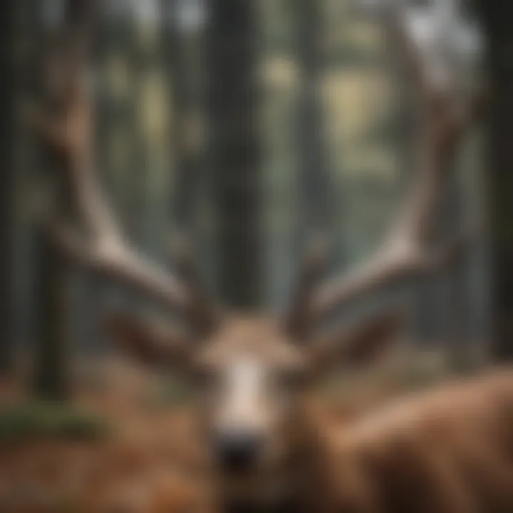 Close-up of deer antlers during the rut