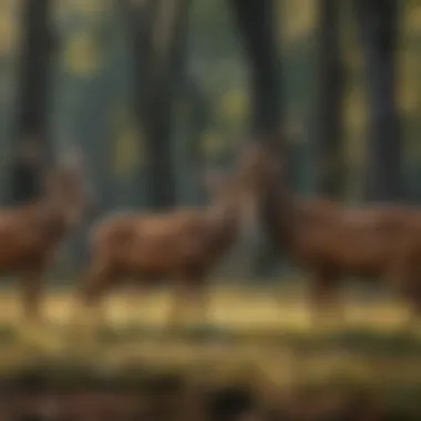 A group of deer engaging in rutting behavior