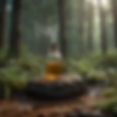 Tranquil Essential Oil Distillation Essential oil distillation process in a tranquil forest environment