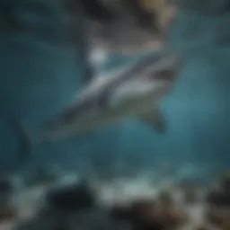 Majestic shark swimming in crystal clear waters