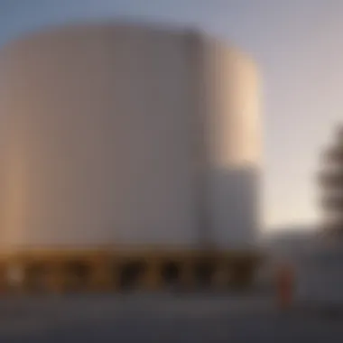 A close-up view of a used oil storage tank with safety measures