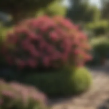 Diverse Flowering Shrubs in a Garden A variety of flowering shrubs displayed in a garden setting
