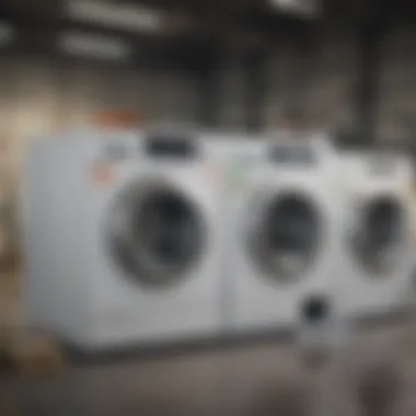 Modern Appliance Recycling Facility A modern washing machine being recycled at a facility