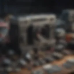 An array of old electronics waiting for recycling