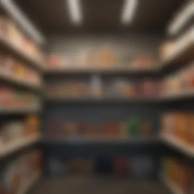 Community food pantry shelves