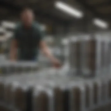 A person weighing aluminum cans at a facility