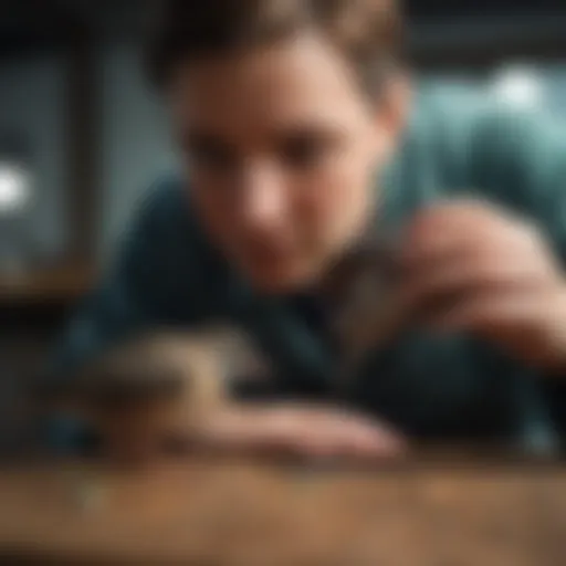 Injured bird being gently examined by a wildlife veterinarian