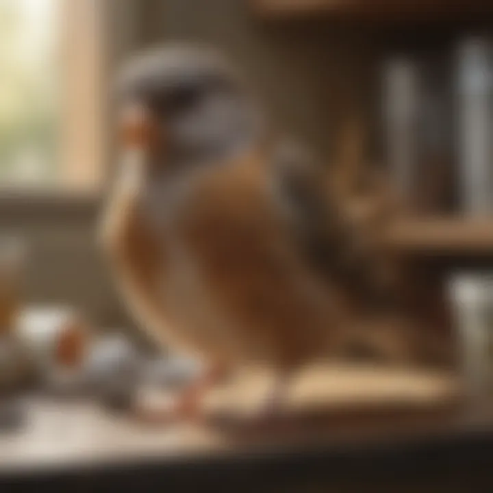 Injured bird receiving medical treatment in a specialized wildlife clinic