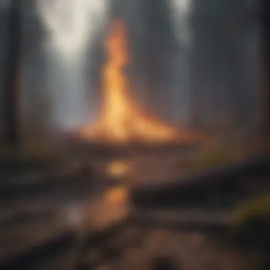 Ecological Devastation Illustration showcasing wildfires ravaging forests