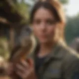 Wildlife educator holding a rescued bird