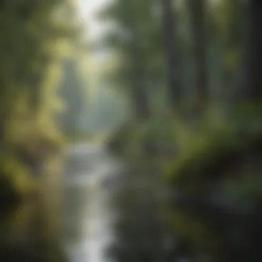 A diverse ecosystem within a wildlife refuge showing various habitats