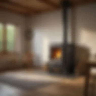 Wood Burning Boiler in Modern Home A wood burning boiler in a modern home setting