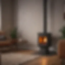 Cozy living room featuring a modern wood burning heater